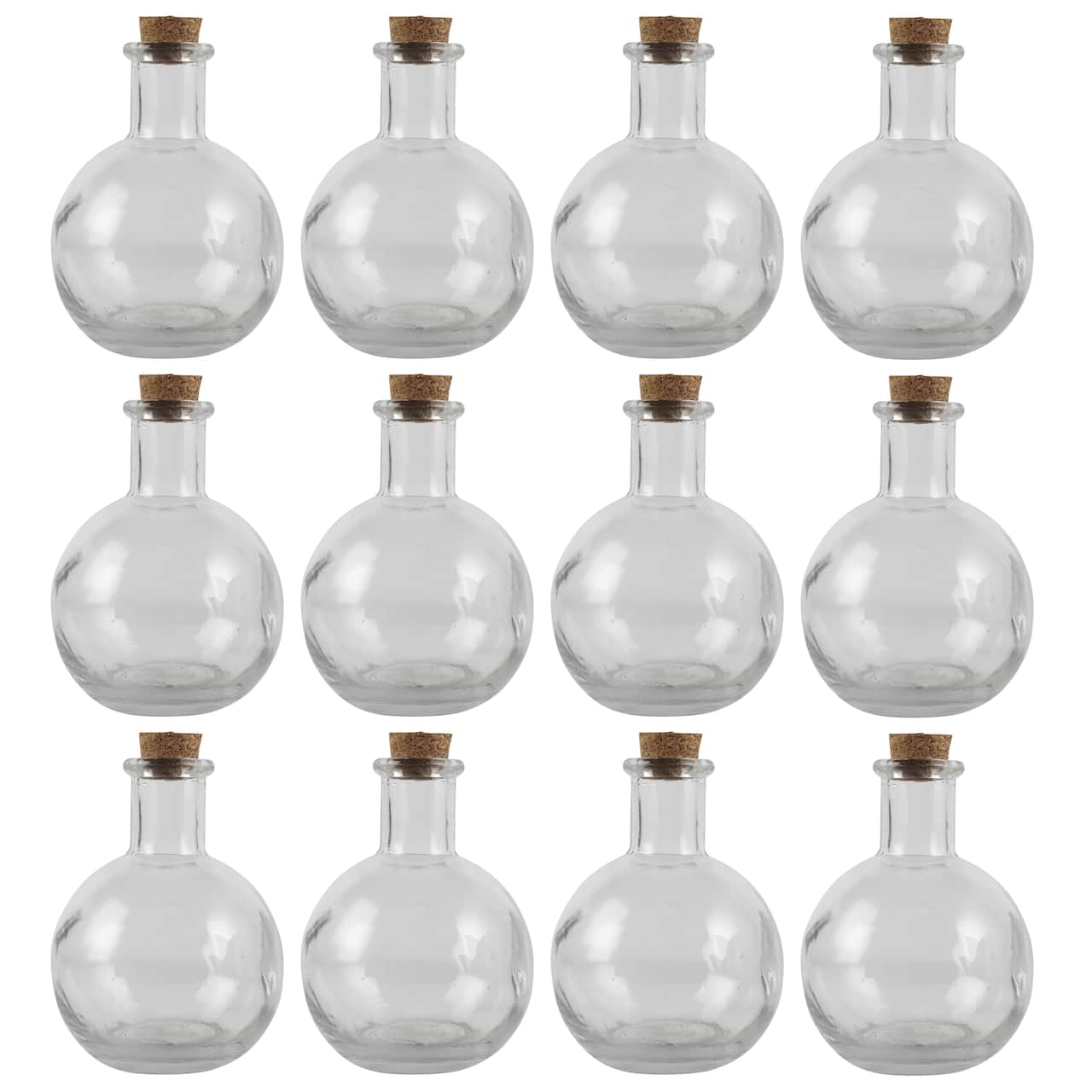12 Pack: Round Glass Bottle with Cork by Ashland™